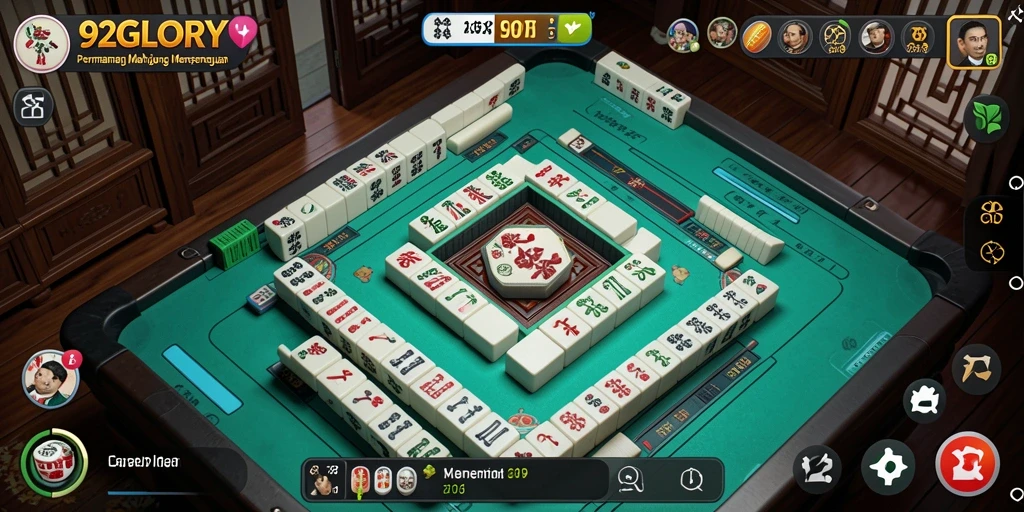 Screenshot utama 92GLORY dengan gameplay Mahjong yang mengasyikkan.