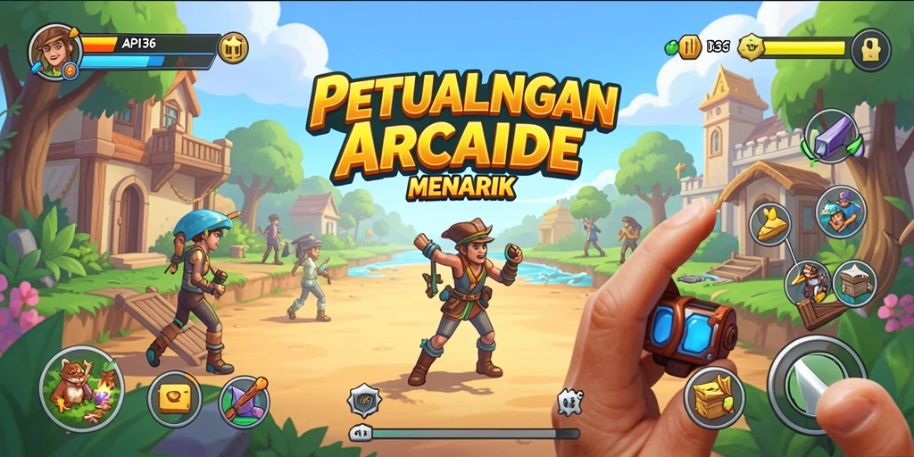 Tampilan seru dalam permainan Arcade API36 dengan grafis menawan.