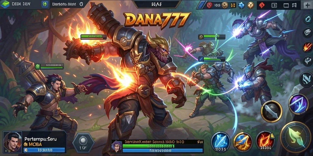 Gambaran aksi pertempuran seru dalam DANA777 MOBA.