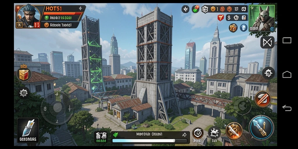 Screenshot gameplay HOT51 yang menunjukkan aksi Tower Defense yang seru.