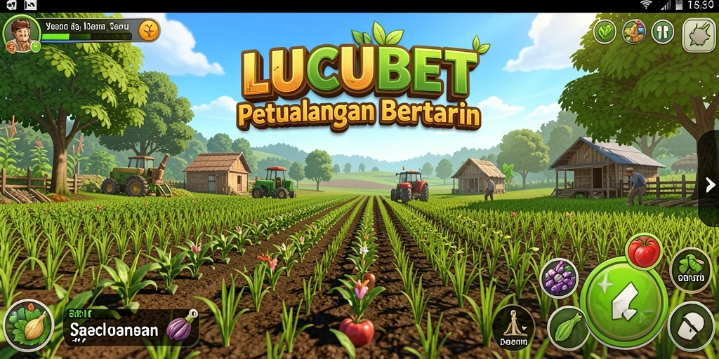 Screenshot gameplay seru LUCUBET saat bertani.