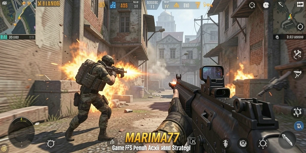Gameplay MARIMA77 yang intens dan adiktif dalam mode FPS.