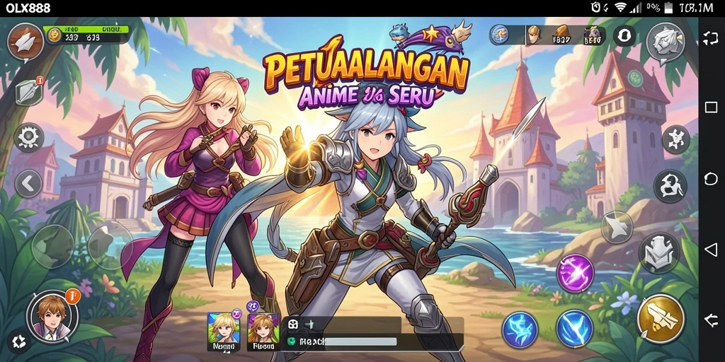 Screenshot menunjukkan aksi seru karakter Anime di OLX888.