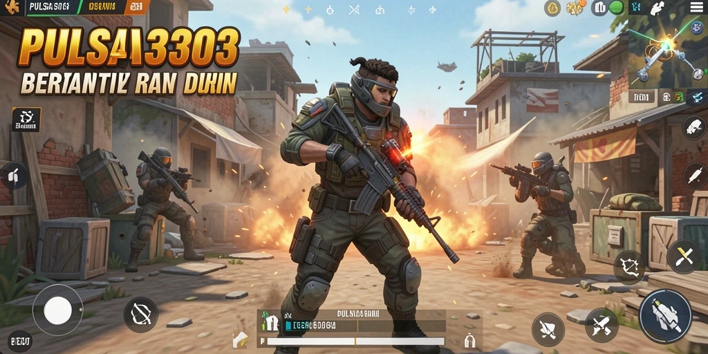 Screenshot gameplay PULSA303 menampilkan pertempuran intens dalam arena Battle Royale.