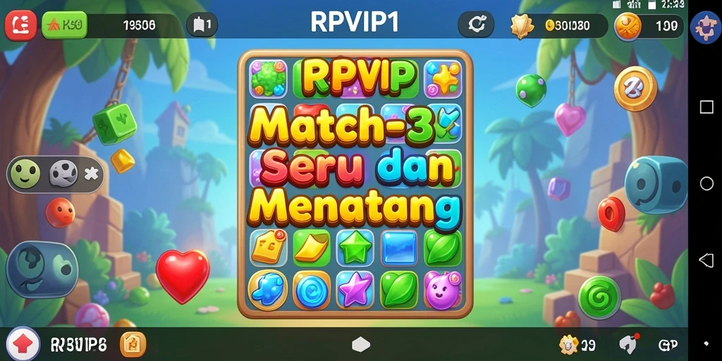 Tangkapan layar gameplay RPVIP1 menampilkan aksi Match-3 yang seru.