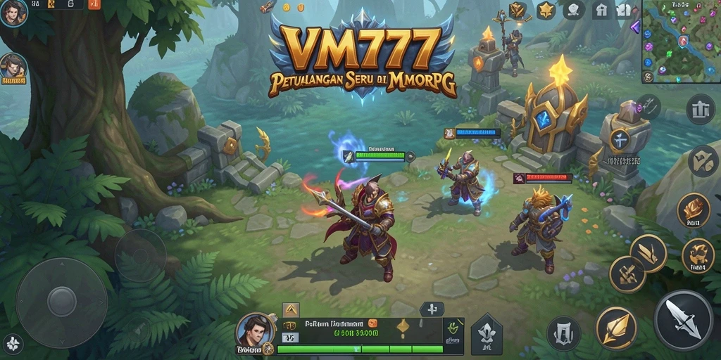 Tangkapan layar utama VM777 menunjukkan aksi seru dalam petualangan MMORPG.