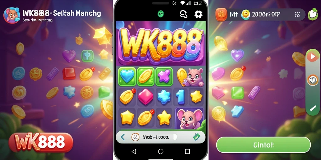 Tampilan gameplay seru di WK888 dengan kombinasi objek Match-3.